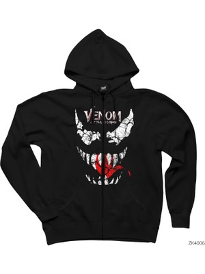 Venom Let There Be Carnage Siyah Fermuarlı Kapşonlu Sweatshirt
