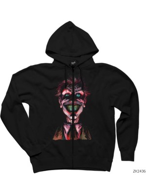 Joker The Doctor Siyah Fermuarlı Kapşonlu Sweatshirt