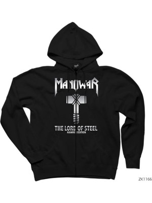 Manowar The Lord Of Steel Siyah Fermuarlı Kapşonlu Sweatshirt