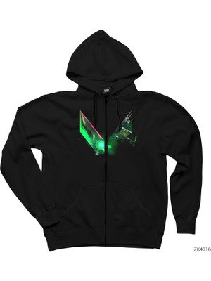 Valorant Viper Logo Siyah Fermuarlı Kapşonlu Sweatshirt