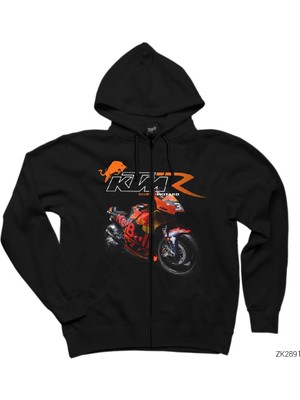 Ktm RC16 Siyah Fermuarlı Kapşonlu Sweatshirt