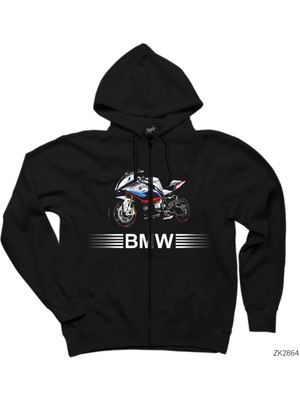 Bmw M4 Motogp Siyah Fermuarlı Kapşonlu Sweatshirt