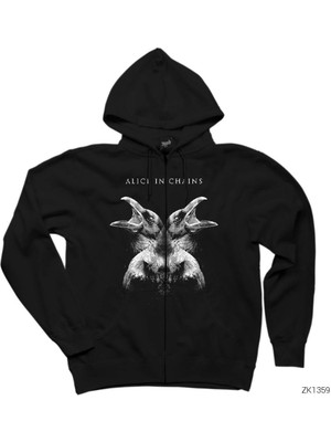 Alice In Chains Hollow Siyah Fermuarlı Kapşonlu Sweatshirt