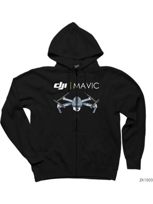 Djı Mavic Pro Siyah Fermuarlı Kapşonlu Sweatshirt
