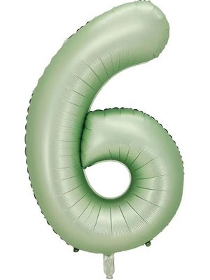 6 Rakam Retro Yeşil Folyo Balon 34 Inç 76  cm