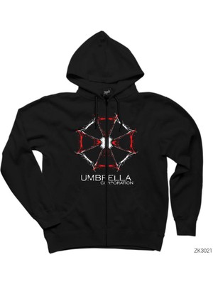 Resident Evil Umbrella Corparation Siyah Fermuarlı Kapşonlu Sweatshirt