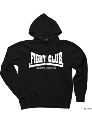 Fight Club Rule 1 Siyah Fermuarlı Kapşonlu Sweatshirt