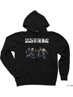 Scorpions Group Siyah Fermuarlı Kapşonlu Sweatshirt