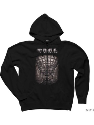 Tool 2 Siyah Fermuarlı Kapşonlu Sweatshirt