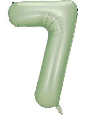 7 Rakam Retro Yeşil Folyo Balon 34 Inç 76  cm
