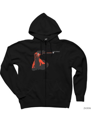 Hellsing Ultimate Gun Siyah Fermuarlı Kapşonlu Sweatshirt