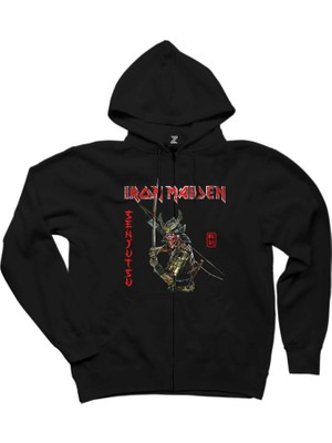 Iron Maiden Senjutsu Siyah Fermuarlı Kapşonlu Sweatshirt