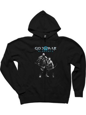 God Of War Ragnarok Atreus Kratos Siyah Fermuarlı Kapşonlu Sweatshirt