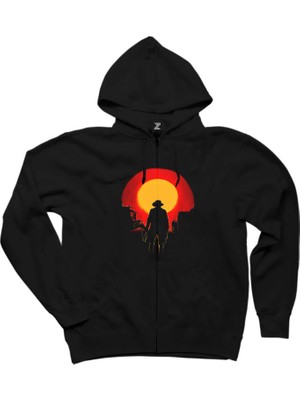 Red Dead Redemption 2 Arthur Morgan Siyah Fermuarlı Kapşonlu Sweatshirt