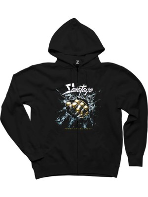 Savatage Power Of The Night Siyah Fermuarlı Kapşonlu Sweatshirt