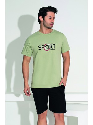 Erkek Şort Tshirt Pijama Takımı 25253 Haki