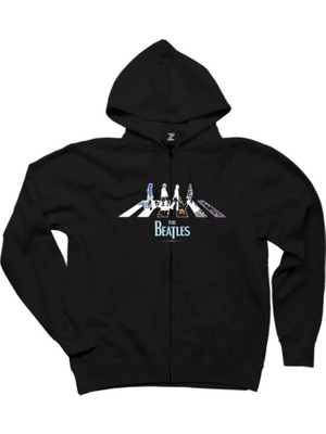 The Beatles Abbey Road Siyah Fermuarlı Kapşonlu Sweatshirt