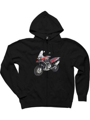 Bmw R 1200 Gs Macera K51 Siyah Fermuarlı Kapşonlu Sweatshirt