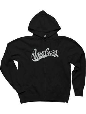 West Coast Customs Text Siyah Fermuarlı Kapşonlu Sweatshirt