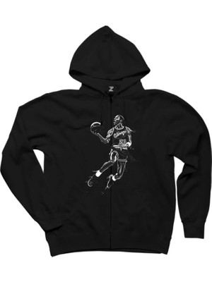 Michael Jordan Black Siyah Fermuarlı Kapşonlu Sweatshirt