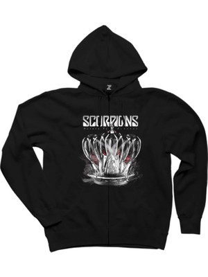 Scorpions Return To Forever Siyah Fermuarlı Kapşonlu Sweatshirt