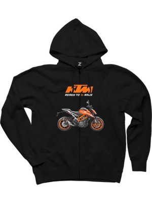 Ktm 1290 Super Duke R Siyah Fermuarlı Kapşonlu Sweatshirt