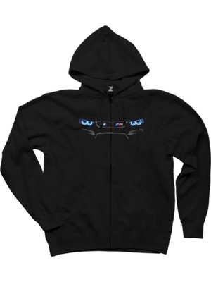 Bmw Series M Power Logo Siyah Fermuarlı Kapşonlu Sweatshirt