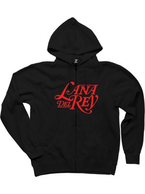 Lana Del Rey Logo Siyah Fermuarlı Kapşonlu Sweatshirt