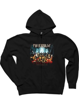 Powerwolf Communio Lupatum Siyah Fermuarlı Kapşonlu Sweatshirt