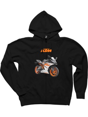 Ktm 125 Frr Siyah Fermuarlı Kapşonlu Sweatshirt