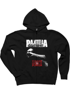 Pantera Vulgar Display Of Power Siyah Fermuarlı Kapşonlu Sweatshirt