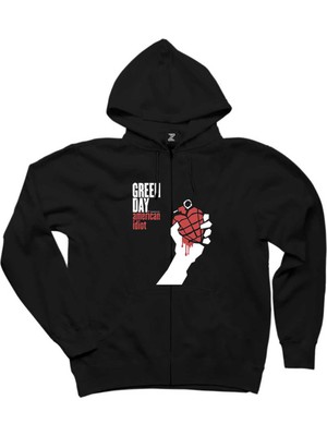 Green Day American Idiot Siyah Fermuarlı Kapşonlu Sweatshirt