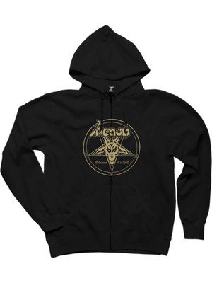 Venom Welcome To Hell Siyah Fermuarlı Kapşonlu Sweatshirt