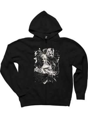 The Witcher Ciri Siyah Fermuarlı Kapşonlu Sweatshirt
