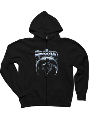 Moon Knight Lightning And Rain Siyah Fermuarlı Kapşonlu Sweatshirt