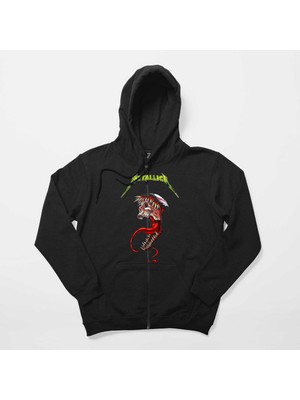 Metallica Venom Siyah Fermuarlı Kapşonlu Sweatshirt