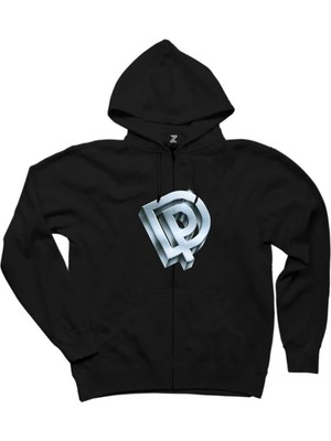 Deep Purple Logo Siyah Fermuarlı Kapşonlu Sweatshirt