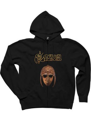 Saxon Killing Ground Siyah Fermuarlı Kapşonlu Sweatshirt