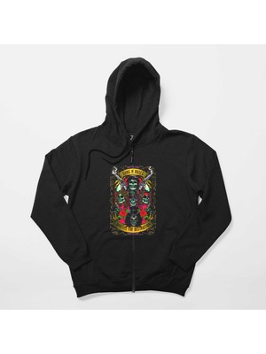 Guns N Roses Appetıte Destruction Siyah Fermuarlı Kapşonlu Sweatshirt