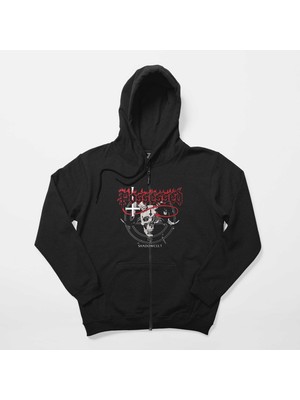 Possessed Shadowcult Siyah Fermuarlı Kapşonlu Sweatshirt