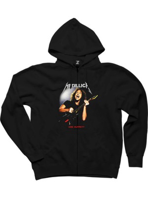 Metallica Kirk Hammet Guitar Siyah Fermuarlı Kapşonlu Sweatshirt