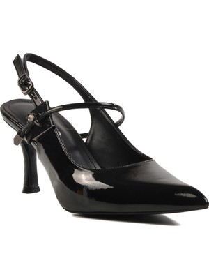 Siyah Ince Topuk Kadın Topuklu Ayakkabı 658228 Z