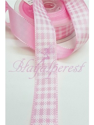 Hayalperest Boncuk Pembe Kare Baskılı Tafta Kurdele 2,5cm