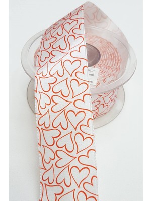 Hayalperest Boncuk Baskılı Saten Kurdele   4cm