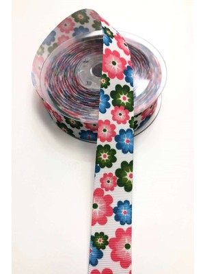 Hayalperest Boncuk  Çiçek Desenli  Grogren Kurdela 2,5 cm 1 mt