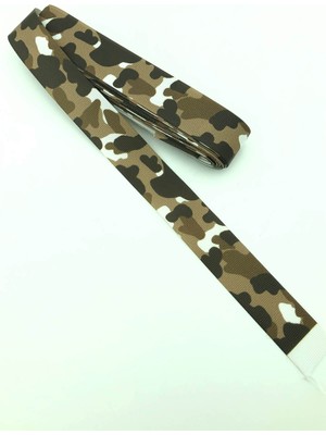 Hayalperest Boncuk Kahve Kamuflaj Baskılı Grogren Kurdele 10 mt