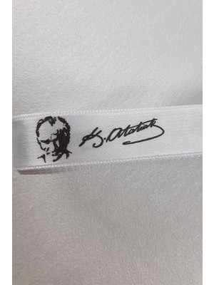 Ulutaş Beyaz K.atatürk Desenli Saten Kurdele