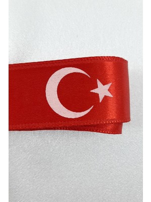 Ulutaş Kırmızı Ay Yıldız Bayrak Baskılı Saten Kurdele