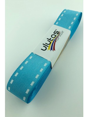 Ulutaş Turkuaz Şerit Baskılı Grogren Kurdele 2,5 cm