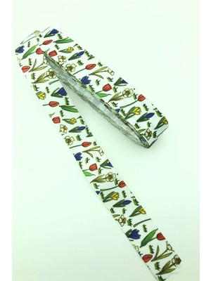 Hayalperest Boncuk Lale ve Papatya  Baskılı Grogren Kurdele 10 mt